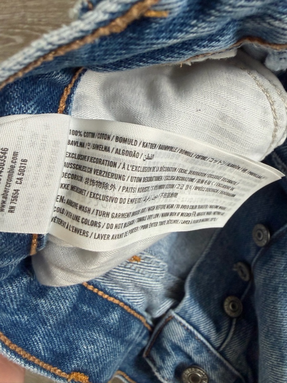 Abercrombie & Fitch Light Blue Distressed Jean Shorts - Picture 4 of 4